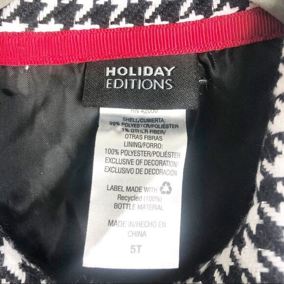 HOLIDAY EDITIONS | Girls Houndstooth Jacket Red Accents Black White 5T - Picture 5 of 7